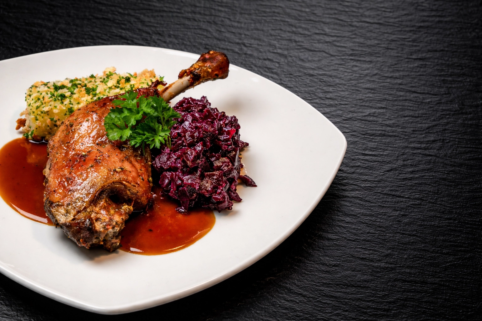 Entenkeule mit Honig gebacken